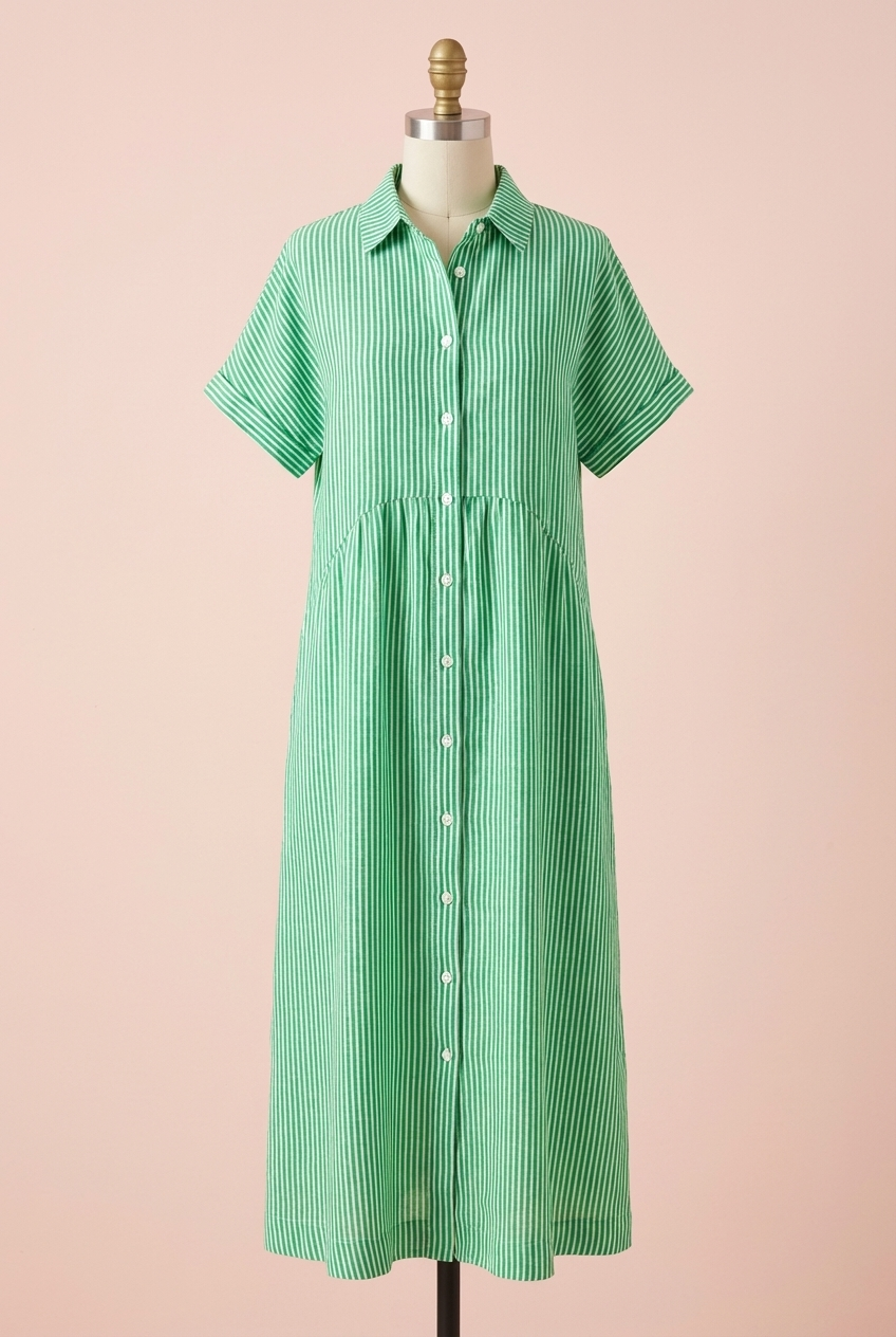 Vestido largo mujer con botones y manga corta ligero verano