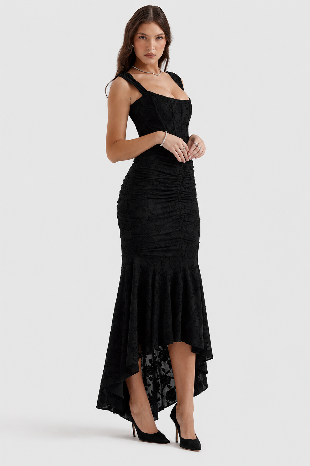 Vestido largo Mujer de encaje sin mangas