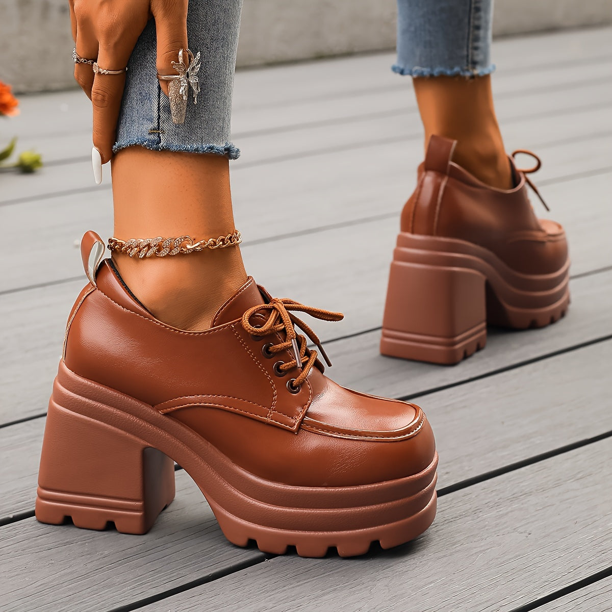 Zapatos Plataforma Mujer Tacón Ancho Diseño Chunky