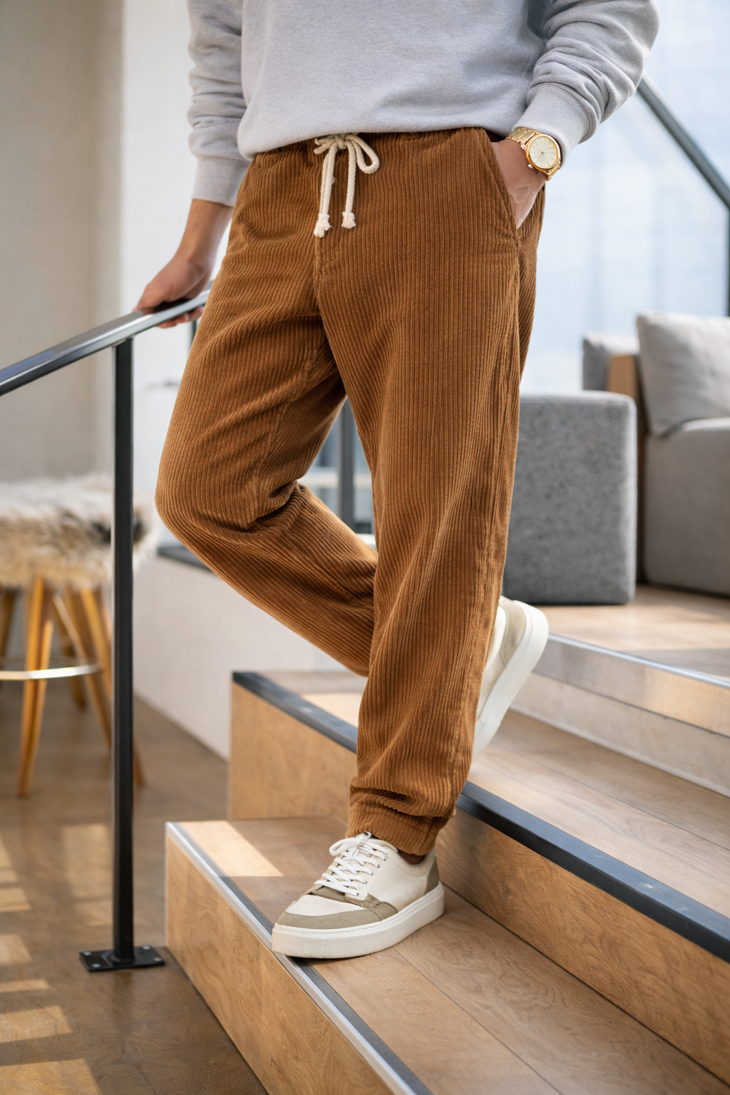 Pantalones Hombre de Pana Comodos Corte Regular