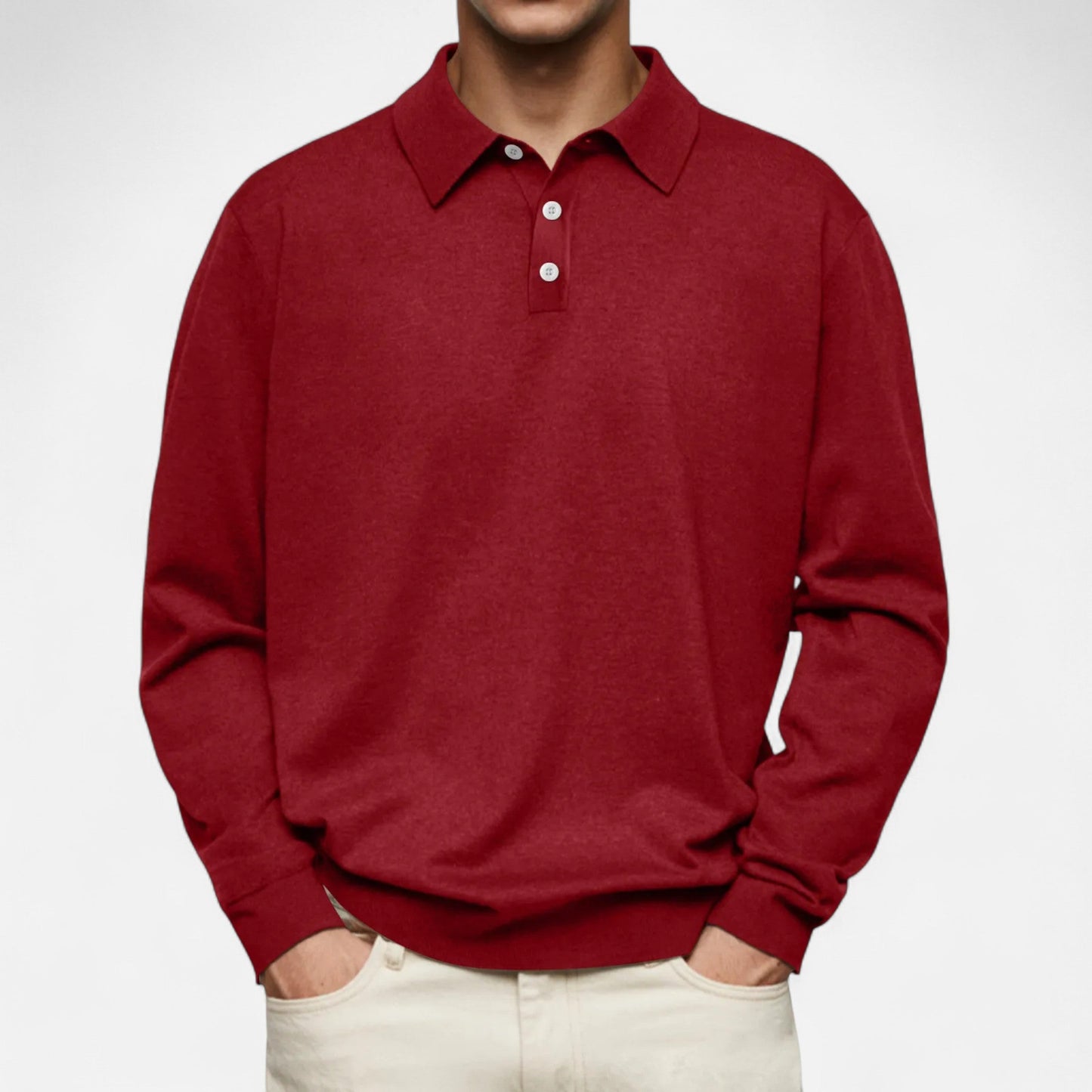 Polo hombre manga larga Algodón estilo casual elegante