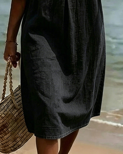 Vestido Mujer Denim Corte Fluido Manga Acampanada