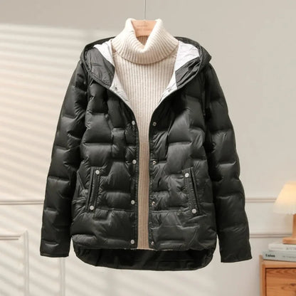 Abrigo Mujer Acolchado Invierno con Capucha Ajuste Regular