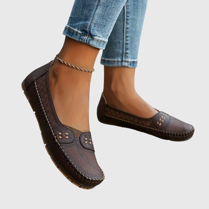 Mocasines Mujer Sintético Perforado Sin Cordones Casual