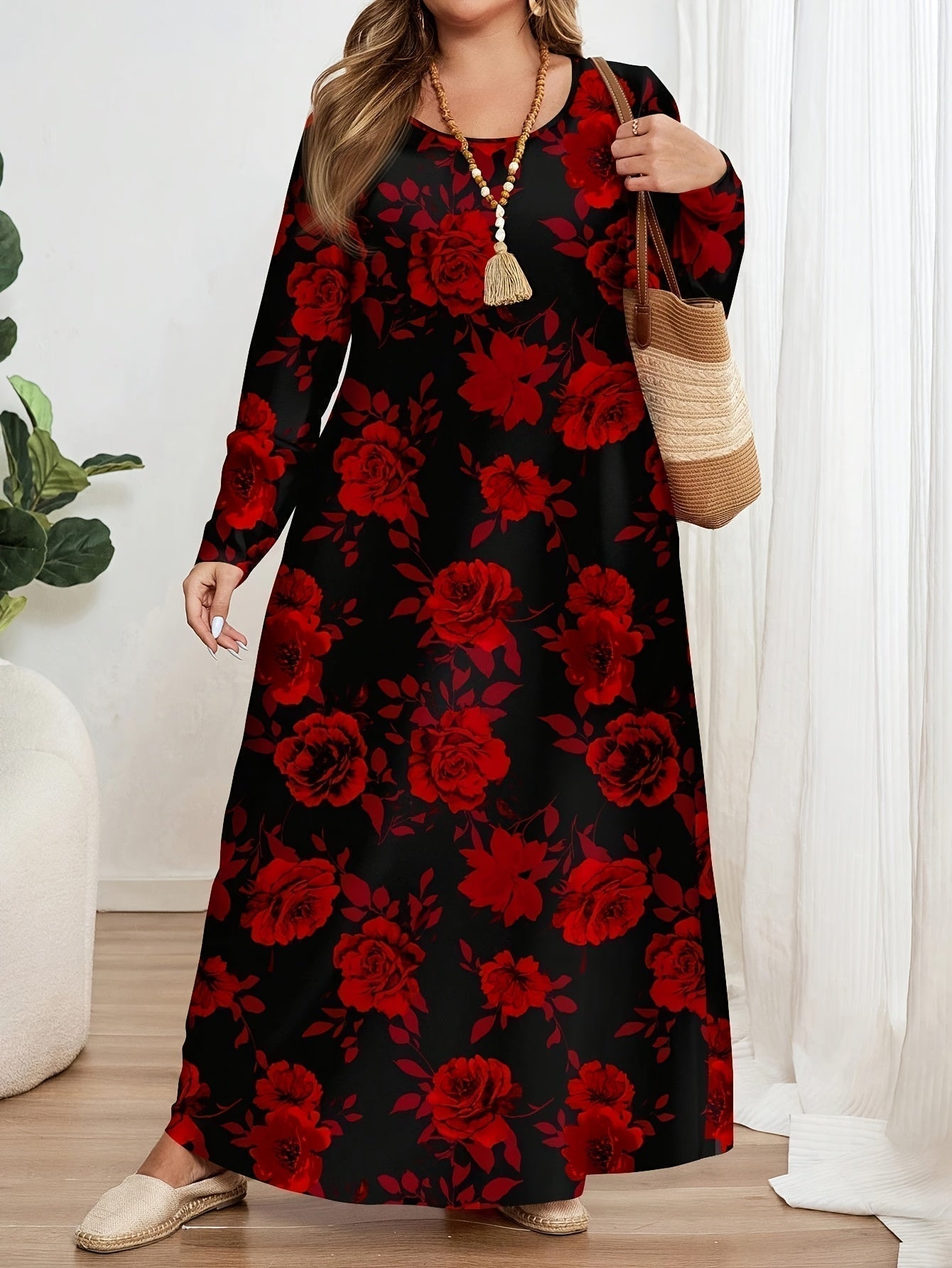 Vestido Largo Mujer Estampado Floral Corte Suelto Comodo