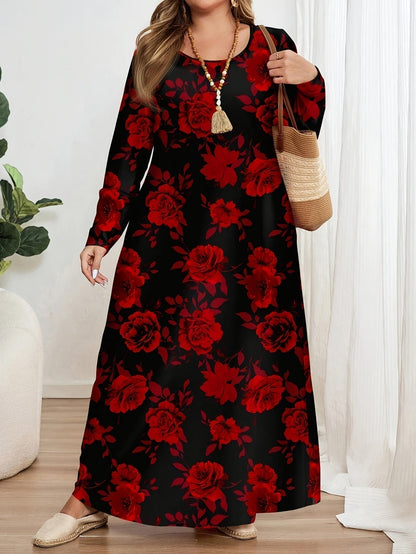 Vestido Largo Mujer Estampado Floral Corte Suelto Comodo