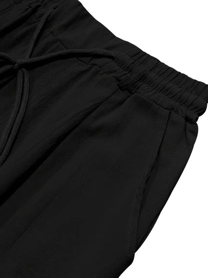 Pantalones Lino Hombre Anchos Cordón Ajustable