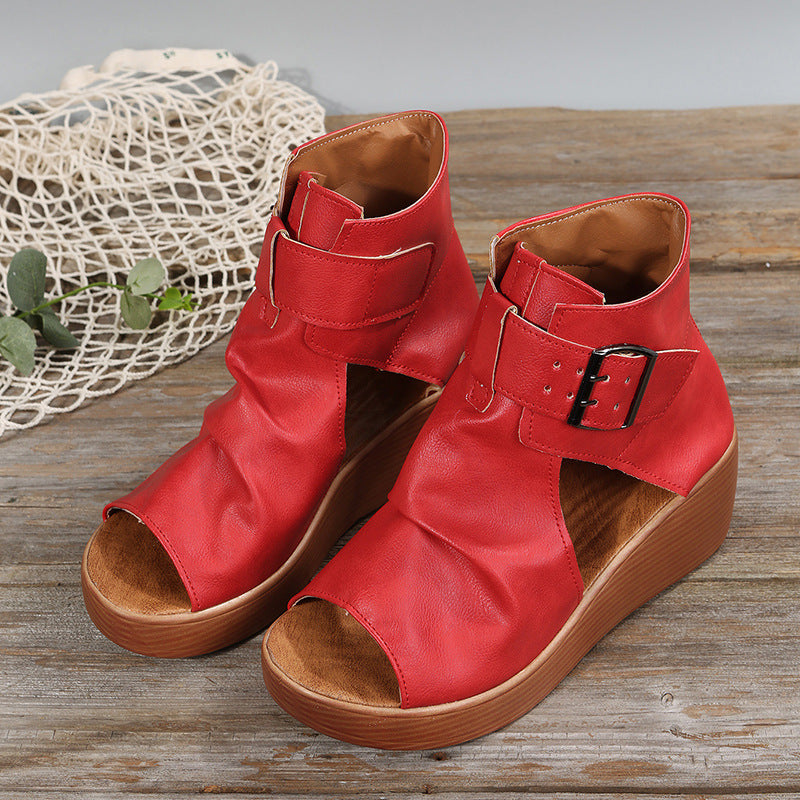 Sandalias Cuña Mujer de Piel Comodas Verano