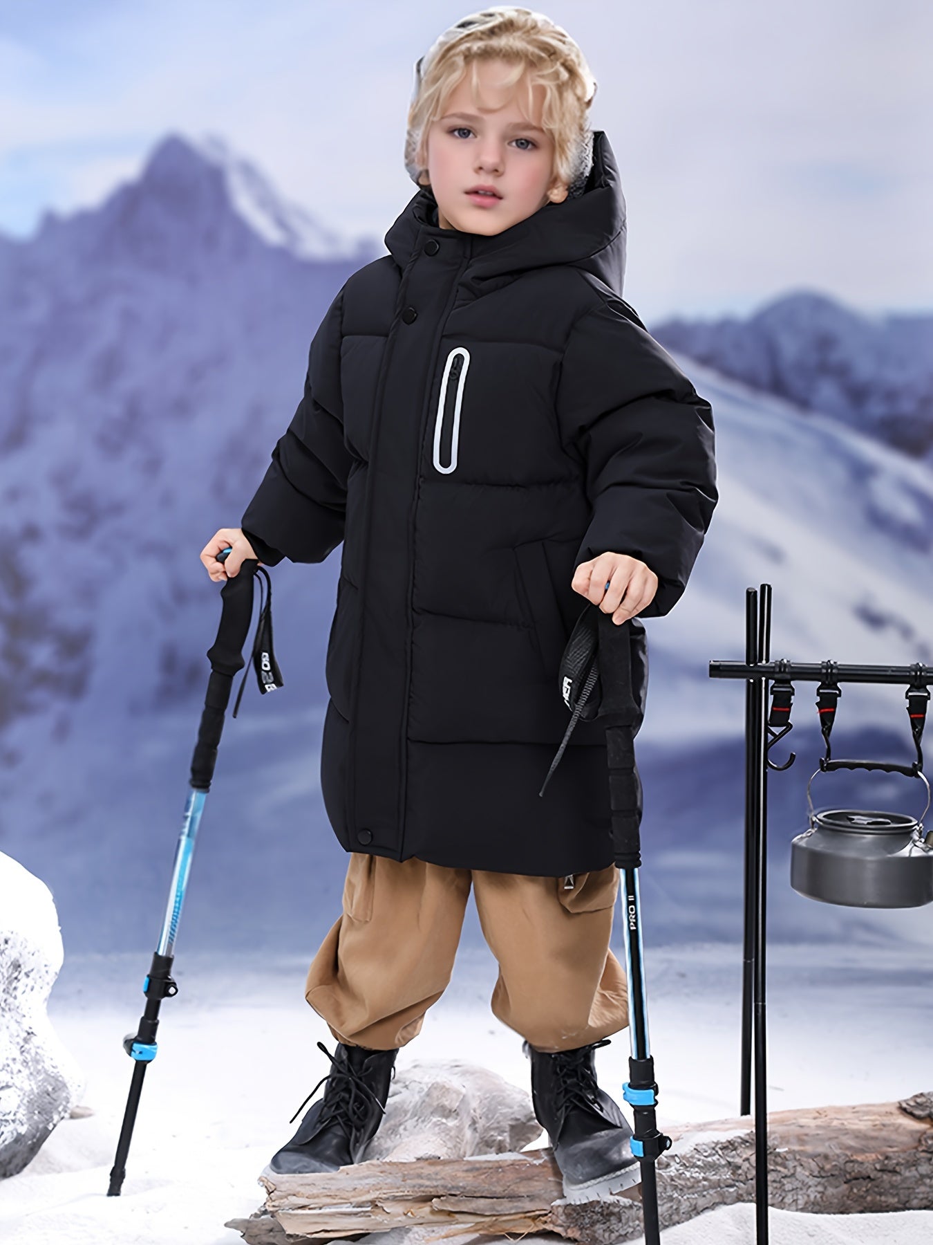 Chaqueta Acolchada Niño con Capucha y Mangas Largas