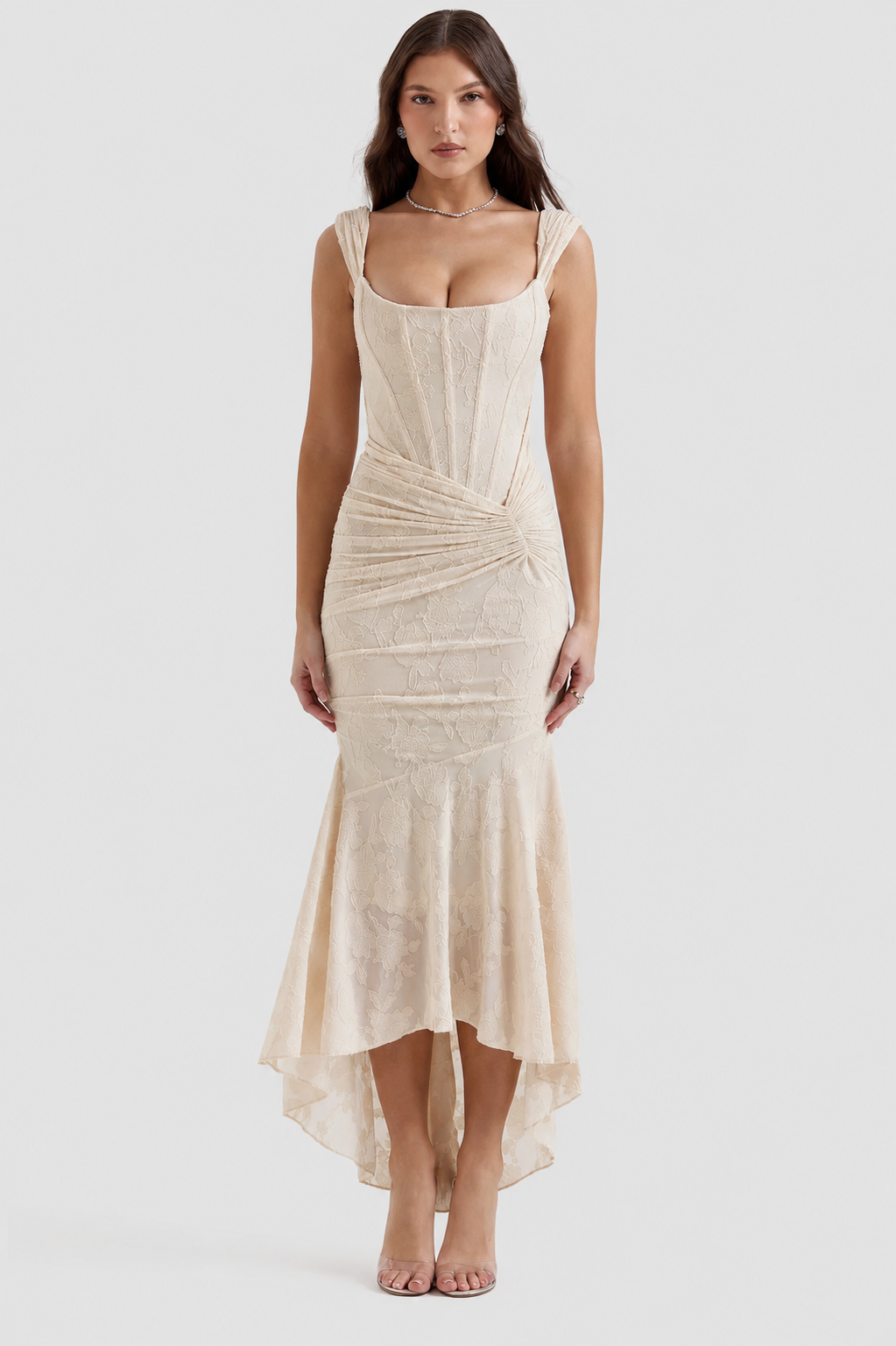Vestido largo Mujer de encaje sin mangas