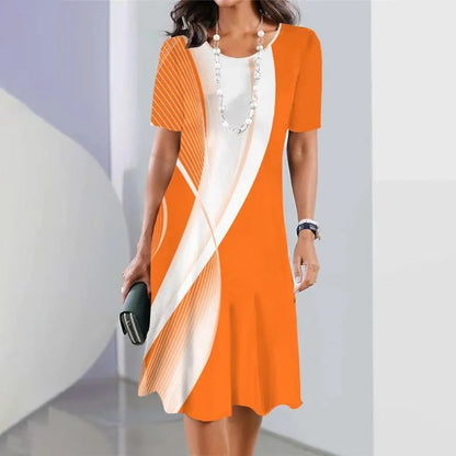Vestido midi mujer con estampado y manga corta