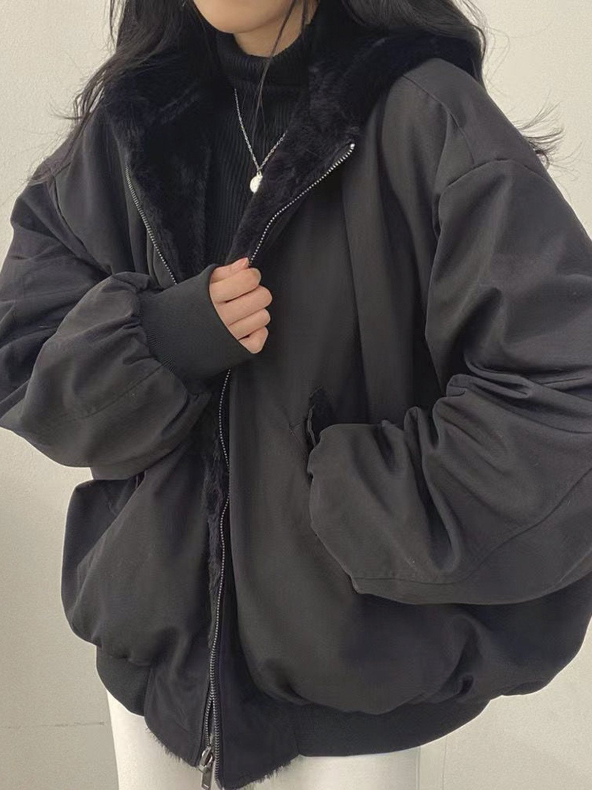 Abrigo Invierno Mujer Oversize Cremallera