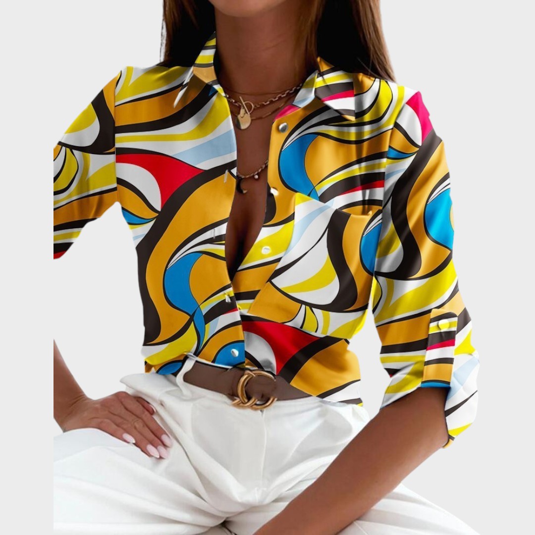 Blusa Mujer Estampado Moderno Corte Sofisticado Versátil