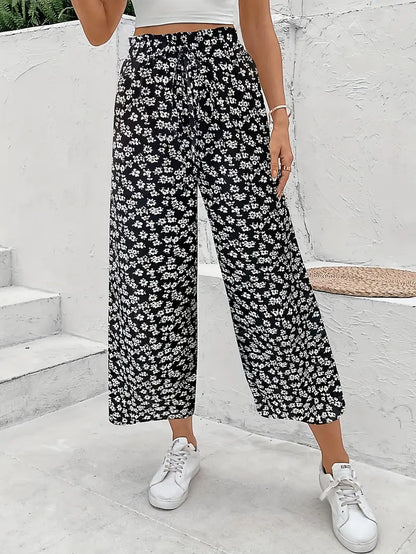 Pantalón Mujer Estampado Floral Corte Recto