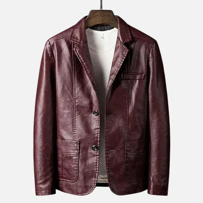 Chaqueta Hombre de Piel Estilo Retro Ajuste Clásico