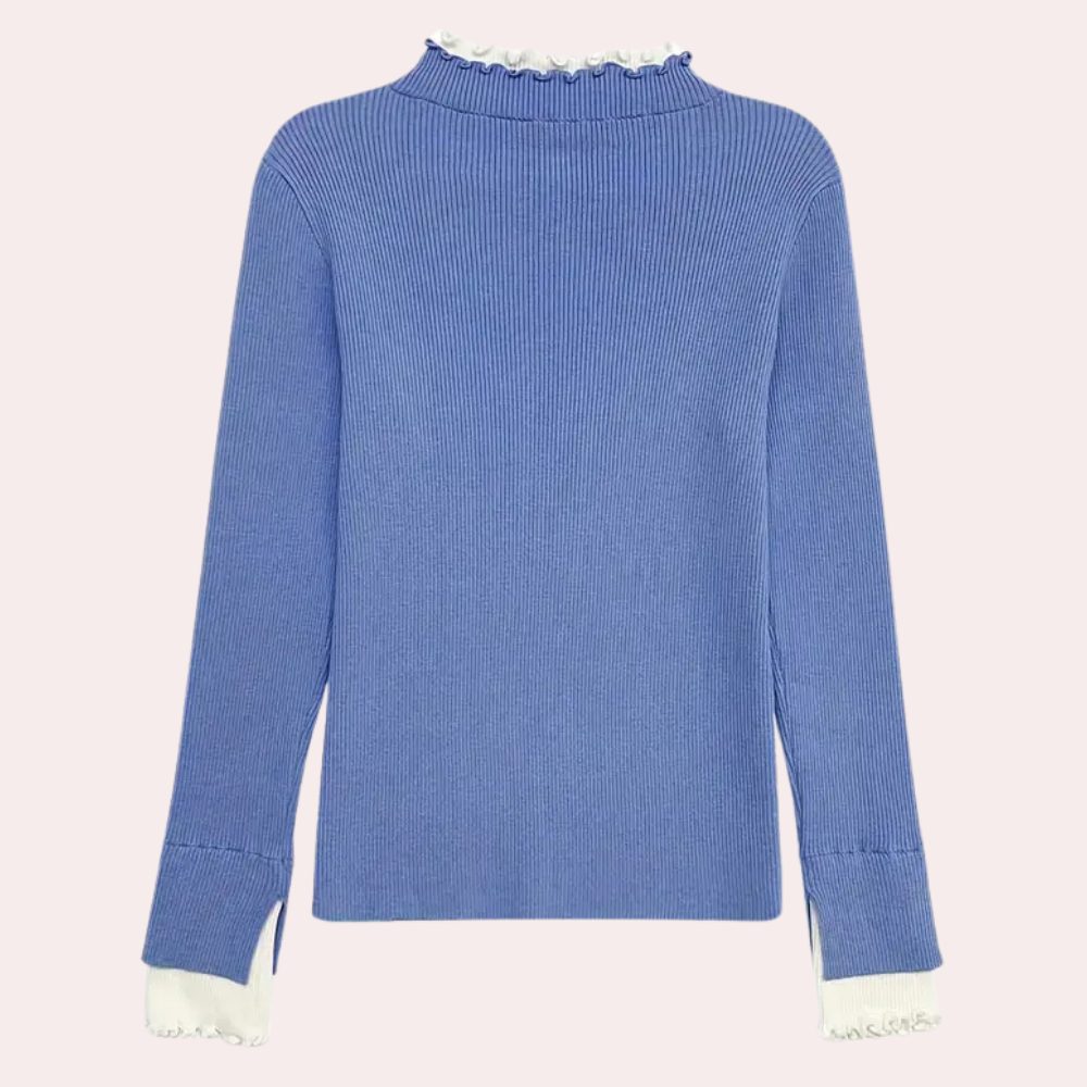 Jersey Mujer de Punto Suave con Detalle de Encaje