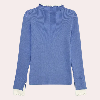 Jersey Mujer de Punto Suave con Detalle de Encaje