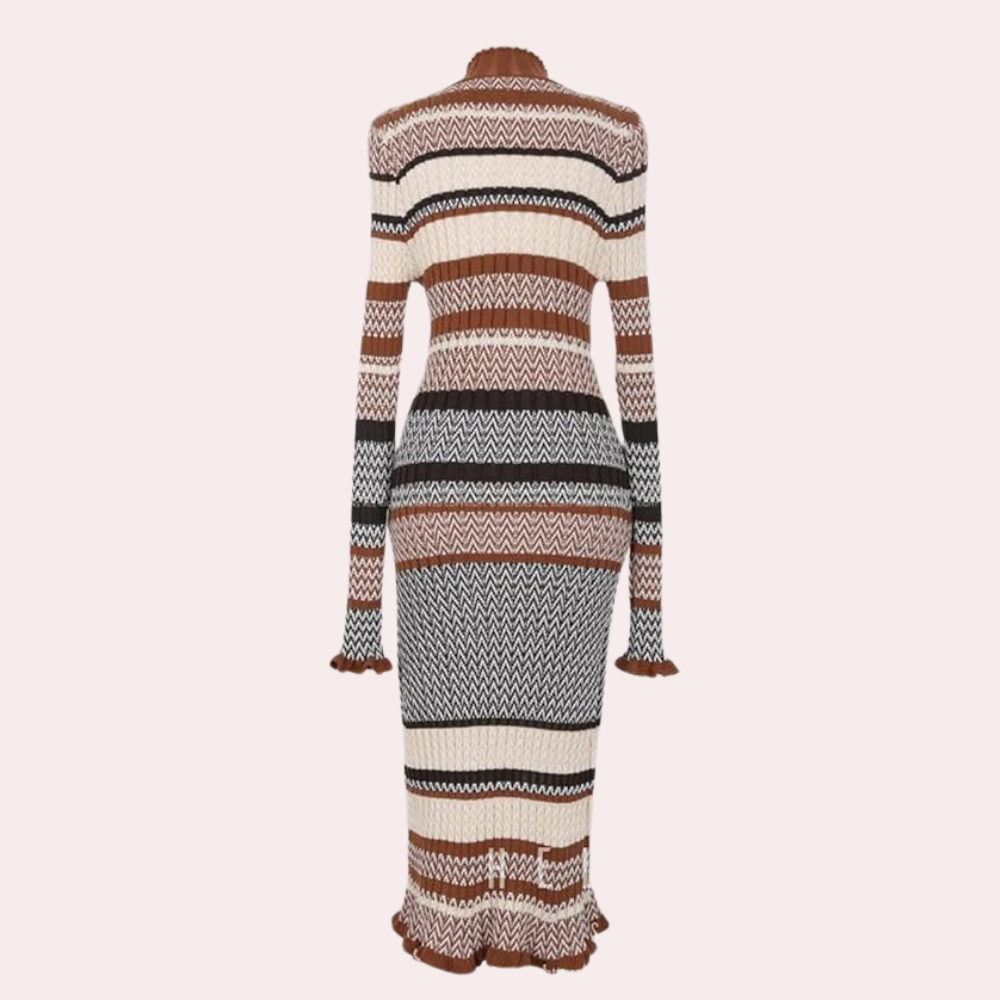 Vestido maxi mujer de plumeti mangas largas