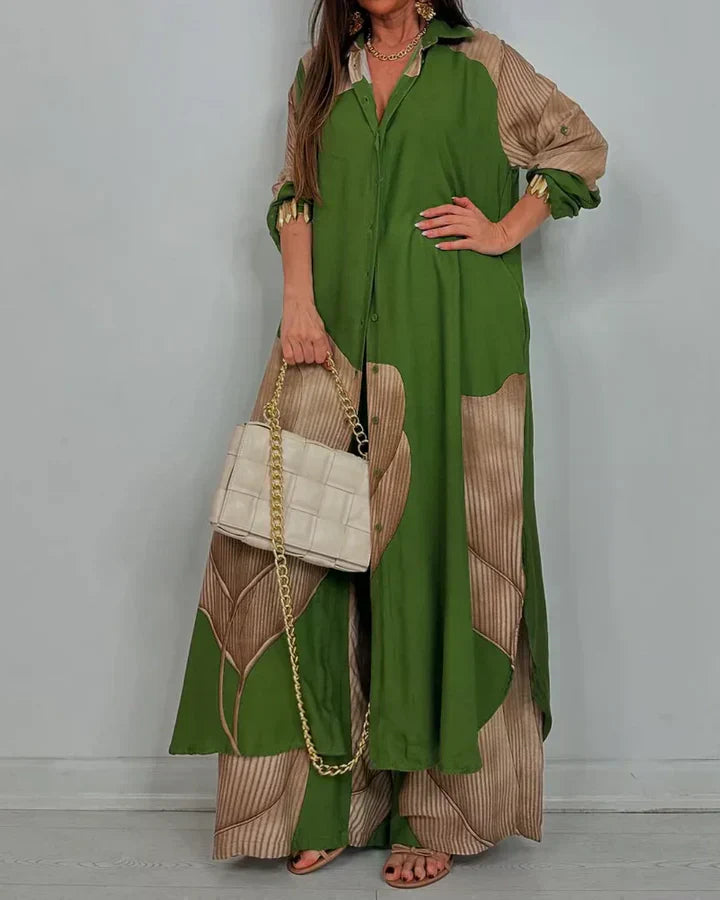 Conjunto Mujer Blusa Holgada y Pantalón Ancho