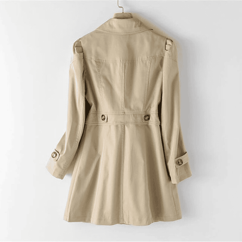 Gabardina mujer con cierre boton y hombros acolchados