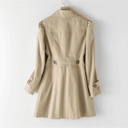 Gabardina mujer con cierre boton y hombros acolchados