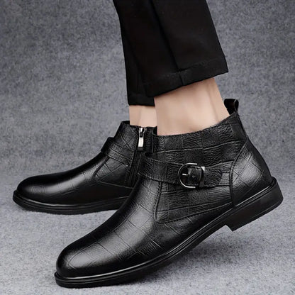 Botines hombre de cuero con cremallera estilo casual cómodos