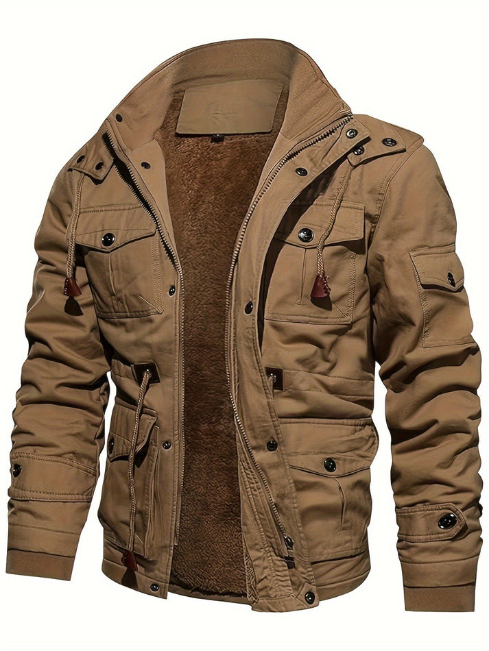 Chaqueta Hombre Forro Polar Táctica Múltiples Bolsillos
