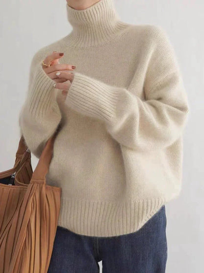 Jersey Mujer de Cachemir Cuello Alto Corte Atemporal