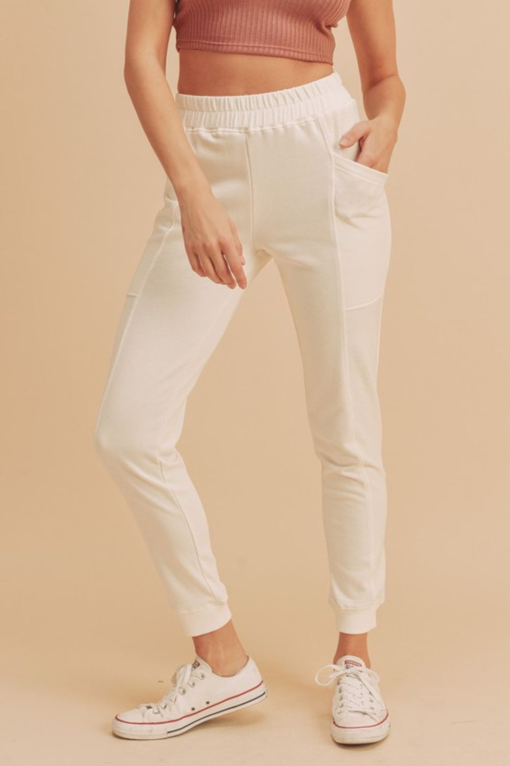 Pantalones Jogger Mujer Algodón Casual Cintura Elástica Bolsillos