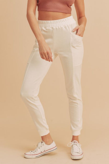 Pantalones Jogger Mujer Algodón Casual Cintura Elástica Bolsillos