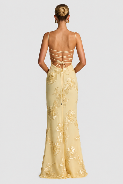 Vestido largo mujer con corsé ajustado