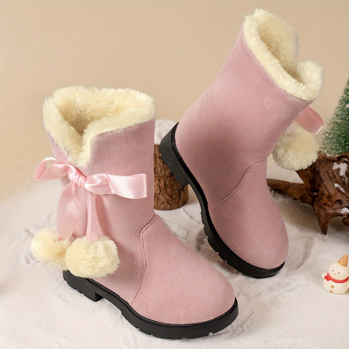 Botas de nieve niña de felpa cálida suela antideslizante