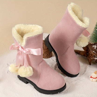 Botas de nieve niña de felpa cálida suela antideslizante