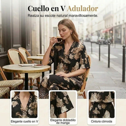 Conjunto Mujer Estampado con Pantalón Fluido
