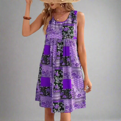 Vestido mini mujer con estampado bohemio sin mangas
