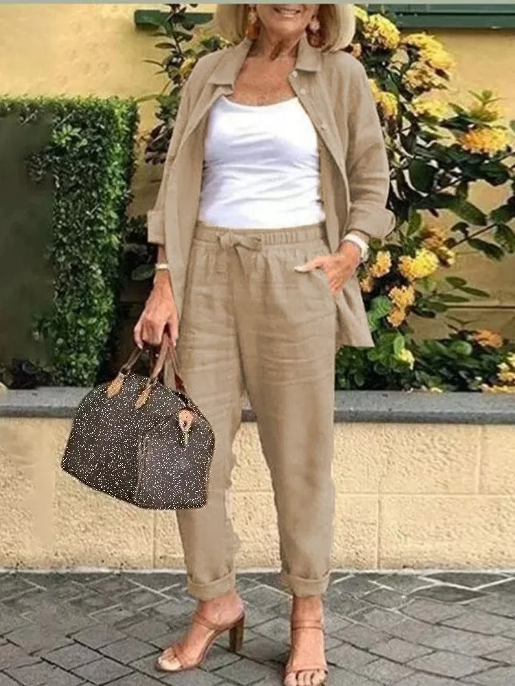 Conjunto Mujer de Lino y Pantalón Corto Veraniego