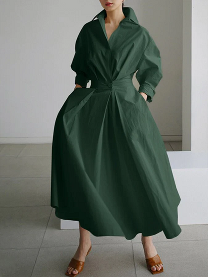 Vestido midi mujer tipo camisa cuello polo