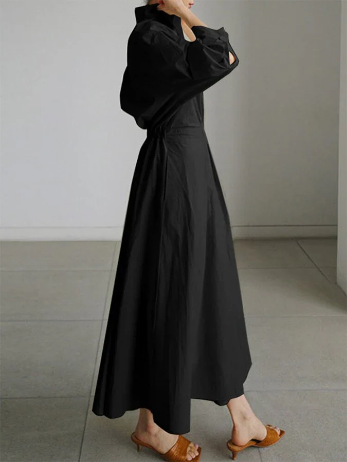Vestido midi mujer tipo camisa cuello polo