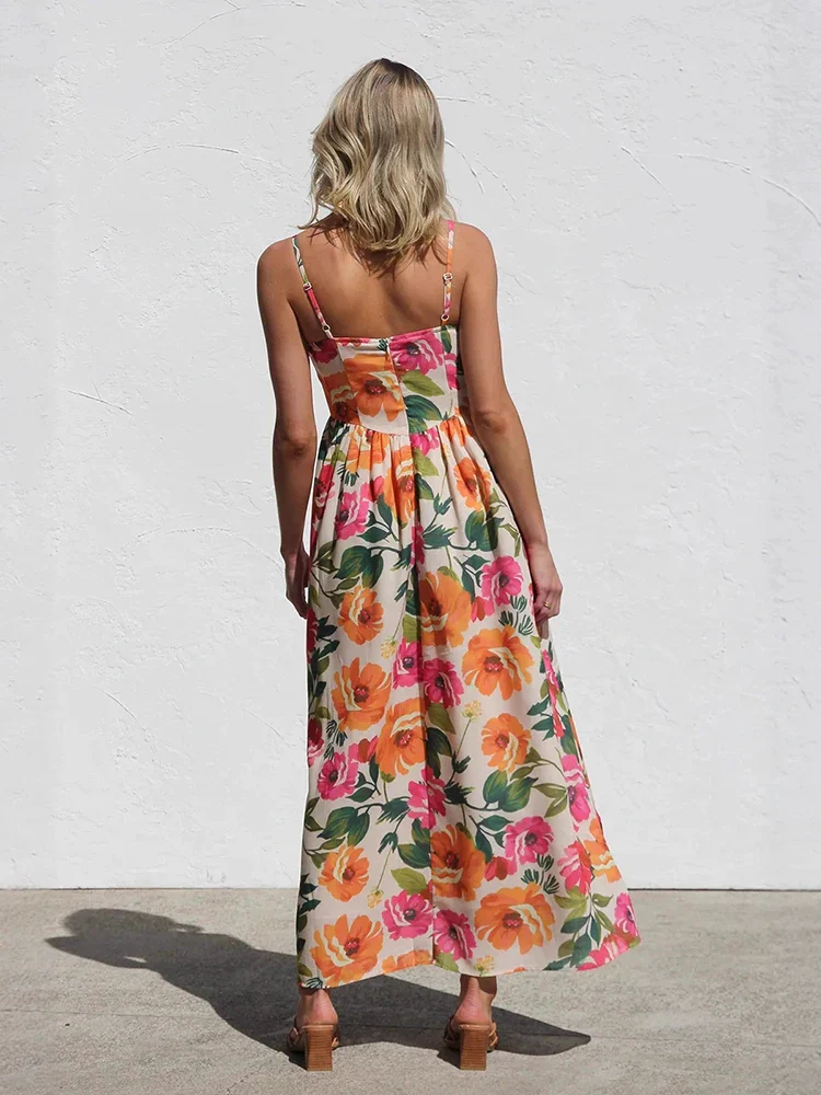 Vestido Midi Mujer Sin Espalda Tirantes Corte A