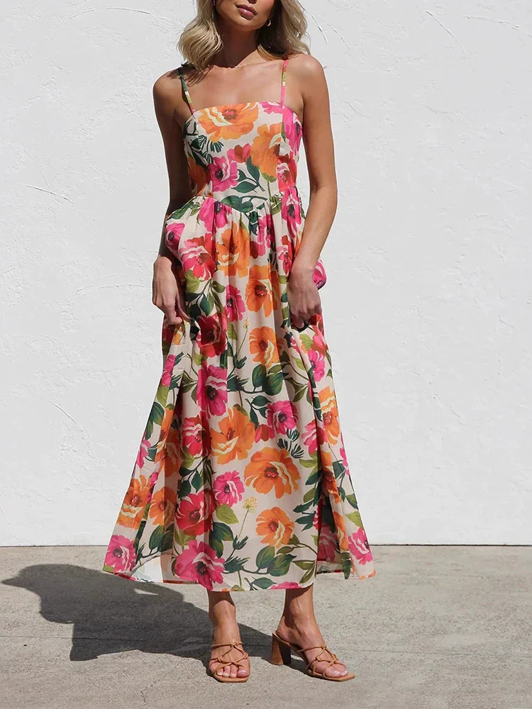 Vestido Midi Mujer Sin Espalda Tirantes Corte A