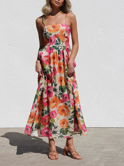 Vestido Midi Mujer Sin Espalda Tirantes Corte A