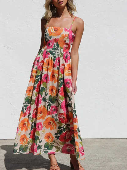 Vestido Midi Mujer Sin Espalda Tirantes Corte A - Mavetta