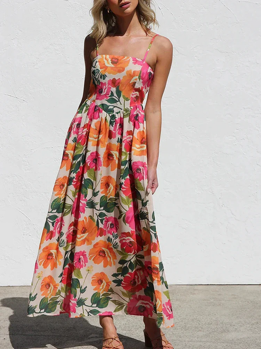 Vestido Midi Mujer Sin Espalda Tirantes Corte A - Mavetta