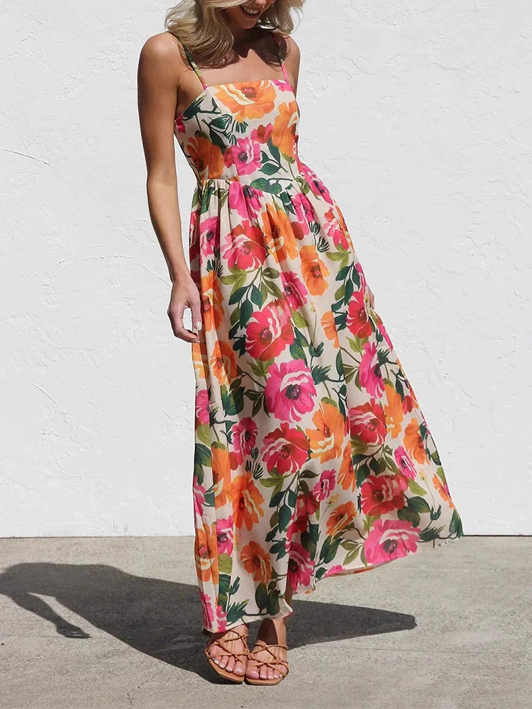 Vestido Midi Mujer Sin Espalda Tirantes Corte A
