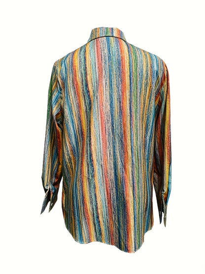 Camisa mujer de rayas manga larga ligera elegante