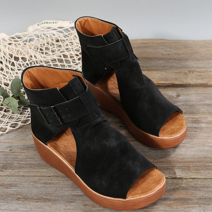 Sandalias Cuña Mujer de Piel Comodas Verano