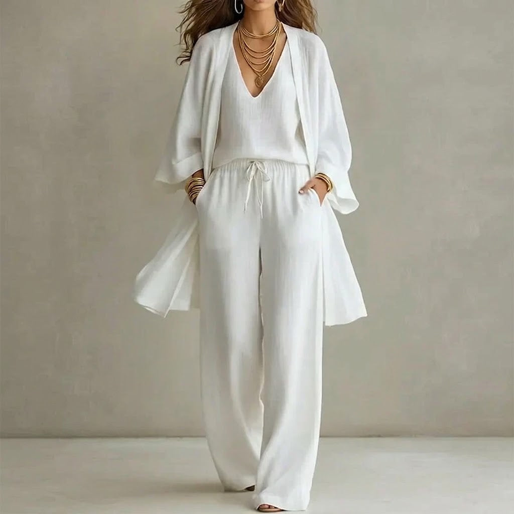 Conjunto Mujer Tres Piezas Elegante Ajuste Clásico