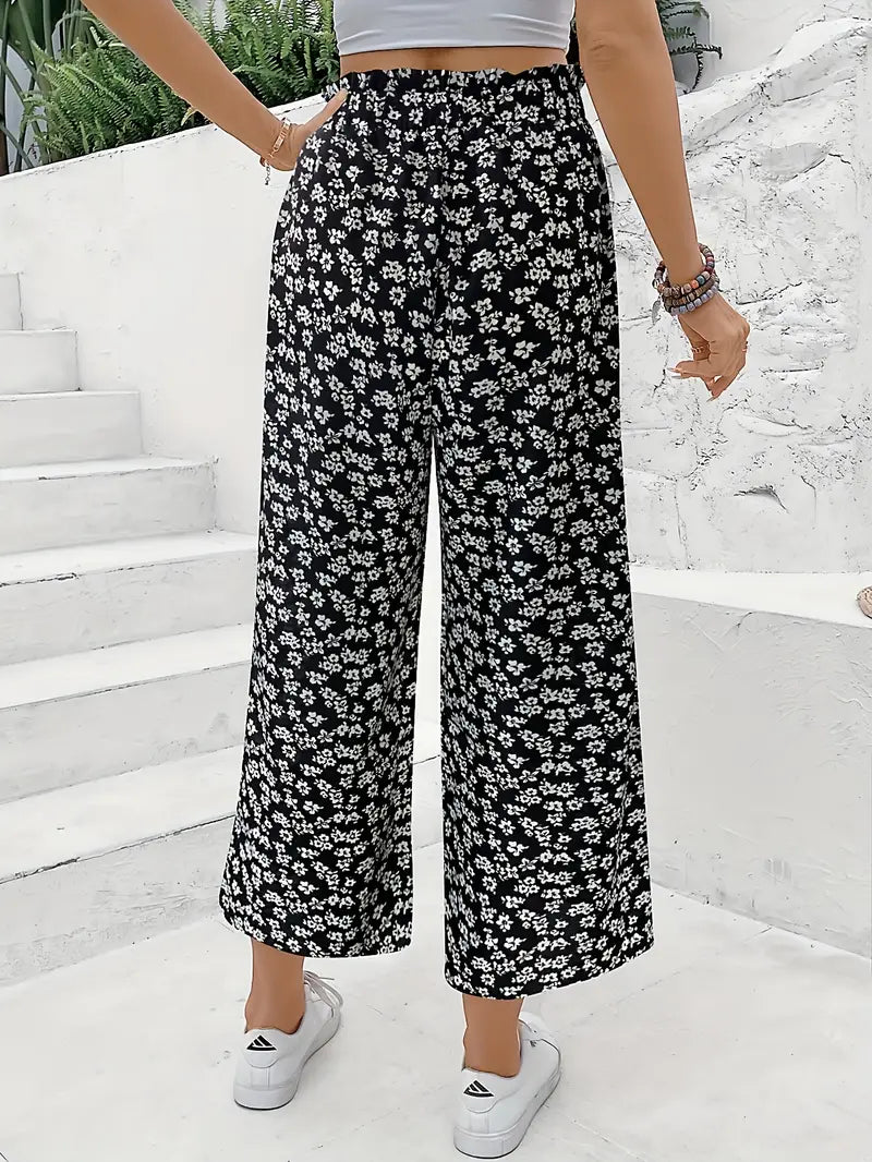 Pantalón Mujer Estampado Floral Corte Recto
