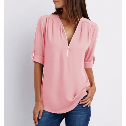 mujer de tejido suave diseño moderno media cremallera