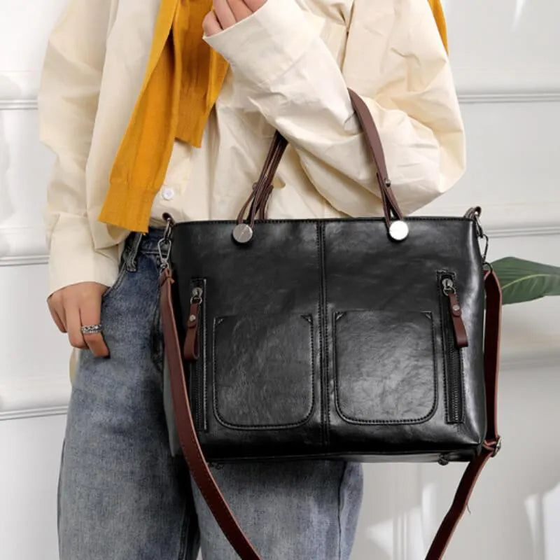 Bolso de hombro mujer de cuero estilo vintage